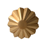 Bottom view of the Aurora Fluted Petal flush mount ceiling light displaying the symmetrical handcrafted fluted petal brass shade design.