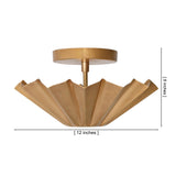 Dimension drawing of the Aurora Fluted Petal flush mount ceiling light featuring a handcrafted brass fluted shade with a 12-inch width and 8-inch overall height.