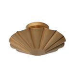 Bottom view of the Aurora fluted scallop flush mount ceiling light highlighting the symmetrical handcrafted brass fluted shade.