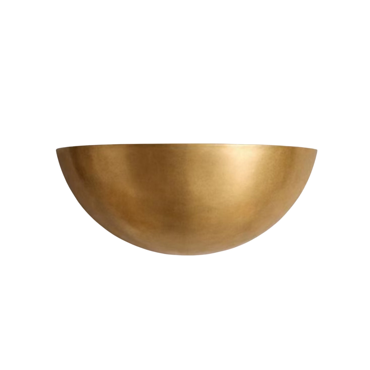 Angled product view of Aurora curved brass half bowl wall sconce – Model 32774