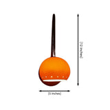 Aurora Loop Dome Wall Sconce with orange dome shade and brass frame showing 12 inch height and 5 inch width – Model 32831