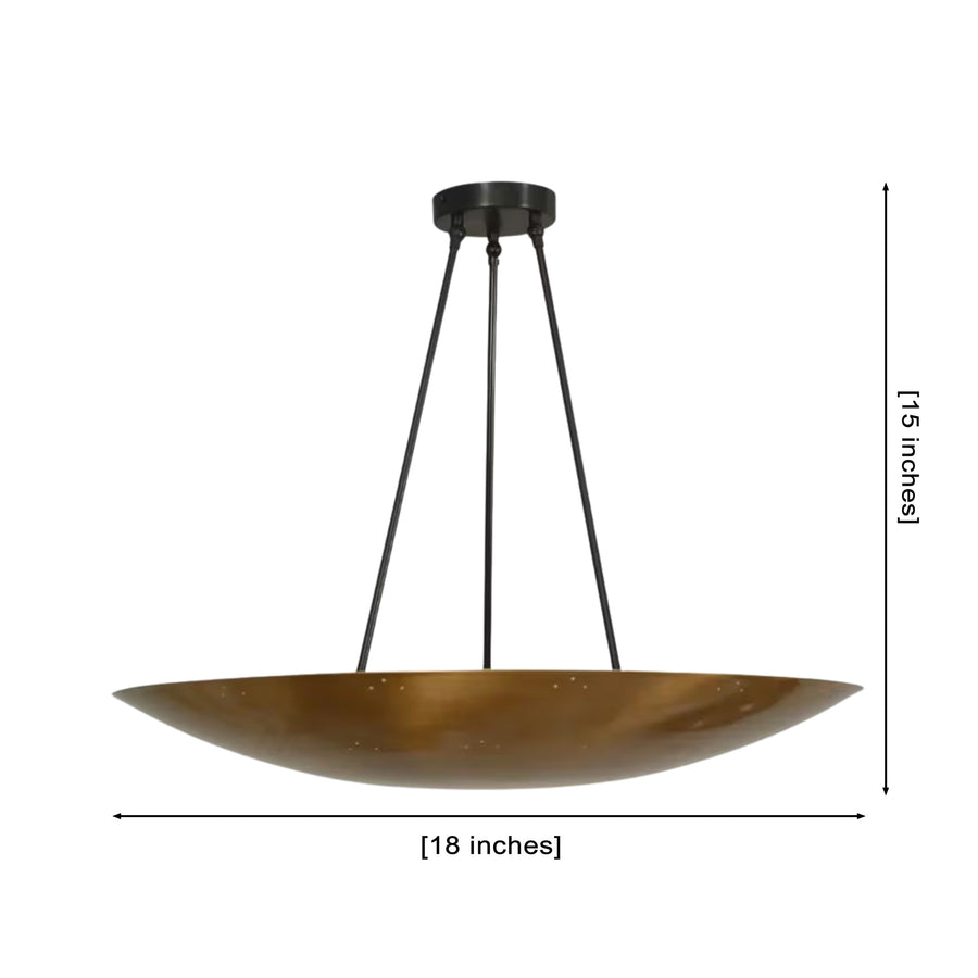 Aurora Modern Bowl Pendant Light installed in a contemporary living room, creating warm ambient lighting with its wide handcrafted bowl shade suspended above the seating area.