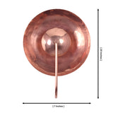 Dimension view of the Aurora modern copper halo wall sconce showcasing its circular copper reflector with overall measurements for easy installation planning.