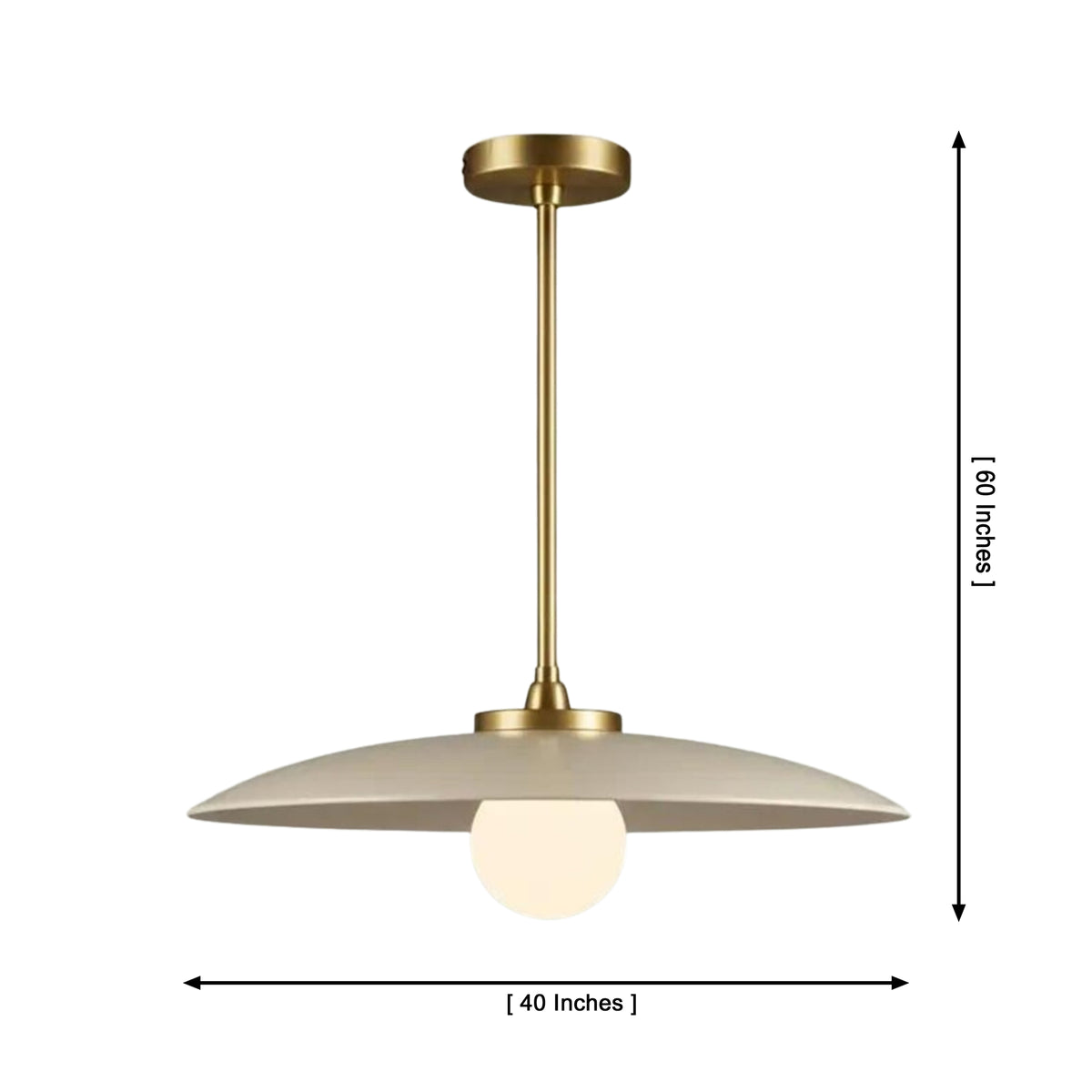 Dimension drawing of the Aurora Modern disc pendant chandelier showing a 40-inch diameter and adjustable 60-inch overall hanging height.