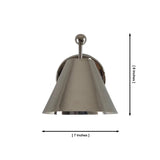 Dimension diagram of the Aurora polished chrome tapered wall sconce showing a 7-inch width and 8-inch height.
