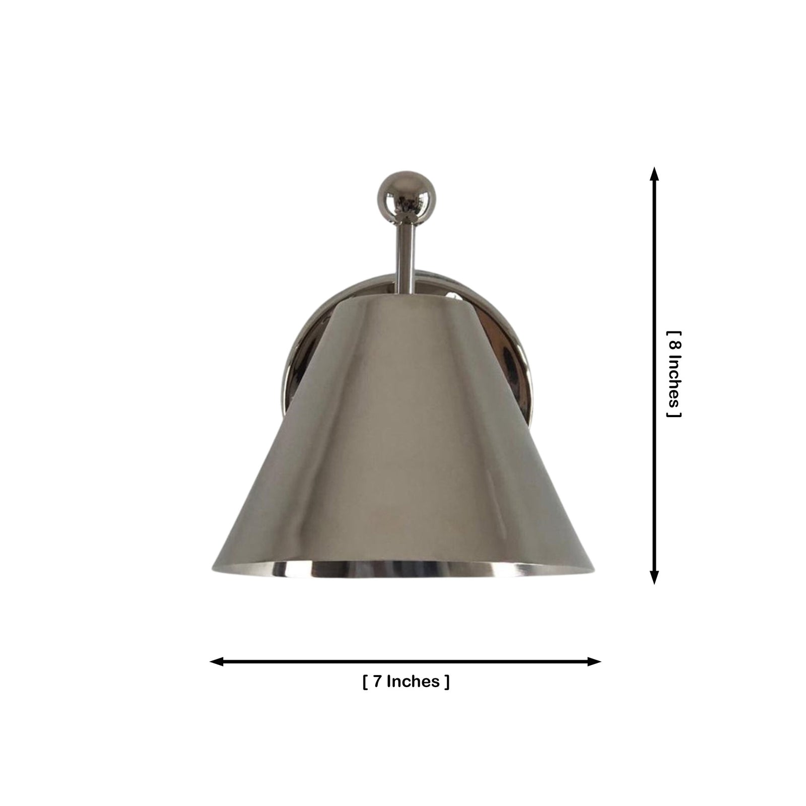 Size guide for Aurora Modern Polished Chrome Tapered Wall Sconce – 1 Light – 8 Inch – Model 32686