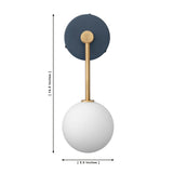 Aurora opal globe wall sconce dimensions showing 14.5 inch height and 5.5 inch globe width
