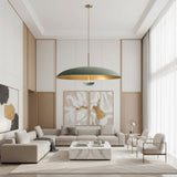 Aurora 29 inch wide patina dome pendant chandelier showing its low profile shade and brass suspension.