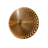 Aurora 3 light brass bowl wall sconce with decorative perforated edge, angled view