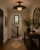 Aurora 18 inch scalloped dome globe flush mount installed in a warm modern entryway with soft ambient lighting
