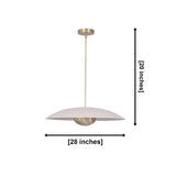 Aurora 2 light sculptural disc pendant chandelier dimensions, 28 inch diameter and 20 inch overall height – Model 62012