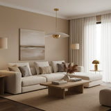 Aurora 2 light disc pendant chandelier with white saucer shade and warm illuminated brass center – Model 62012