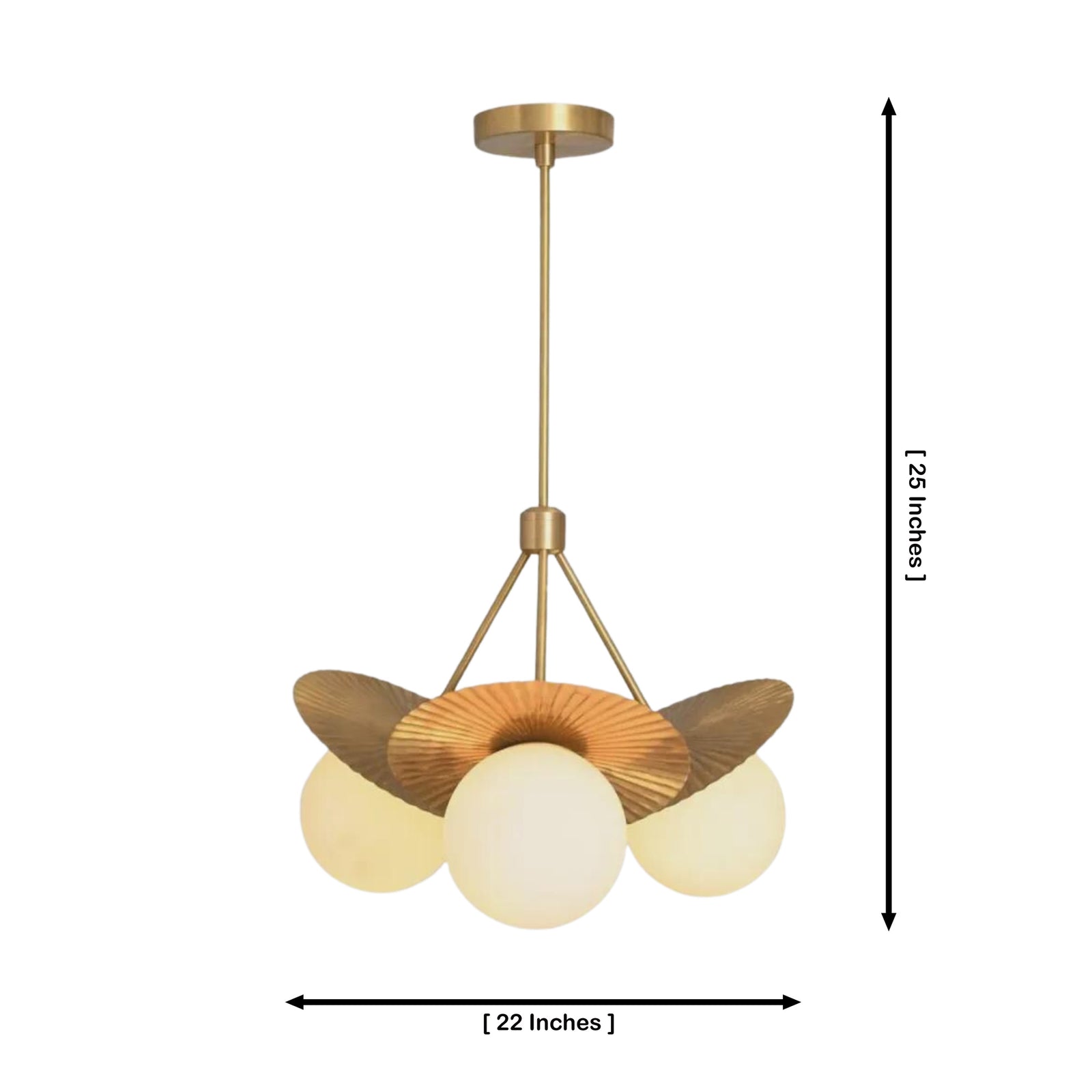 Size guide for Aurora Sculptural Petal Globe Chandelier – 3 Light – 22 Inch – Model 33173