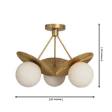 Aurora 3-light semi-flush chandelier dimensions showing 22-inch width and 15-inch overall height