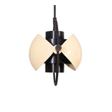 Aurora sculptural 1 light pendant chandelier in black finish with cream petal shades and circular frame