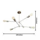 Austin 6 light sculptural Sputnik chandelier dimension view showing 29 inch width and 19 inch overall height.