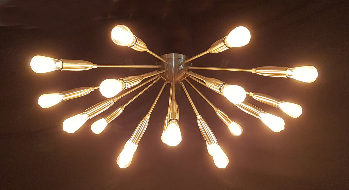 Mid-Century Modern Flush Mount Chandelier | Customizable Brass Sputnik Ceiling Light | Industrial Copper Ceiling Fixture |  Light - 32131