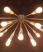 18 Arms Brass Flush Mount Chandelier 49