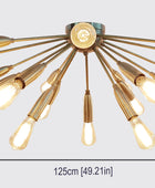 18 Arms Brass Flush Mount Chandelier 49