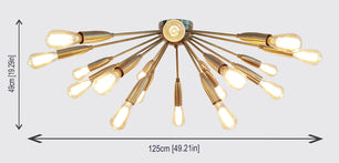 18 Arms Brass Flush Mount Chandelier 49