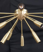 18 Arms Brass Flush Mount Chandelier 49