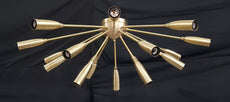 Brass Leaf Studio Sputnik Chandelier Brushed Brass Finish, Hanging Lamp Made of Full Brass, Mid Century Style Ceiling Lamp 18 Lights/arms