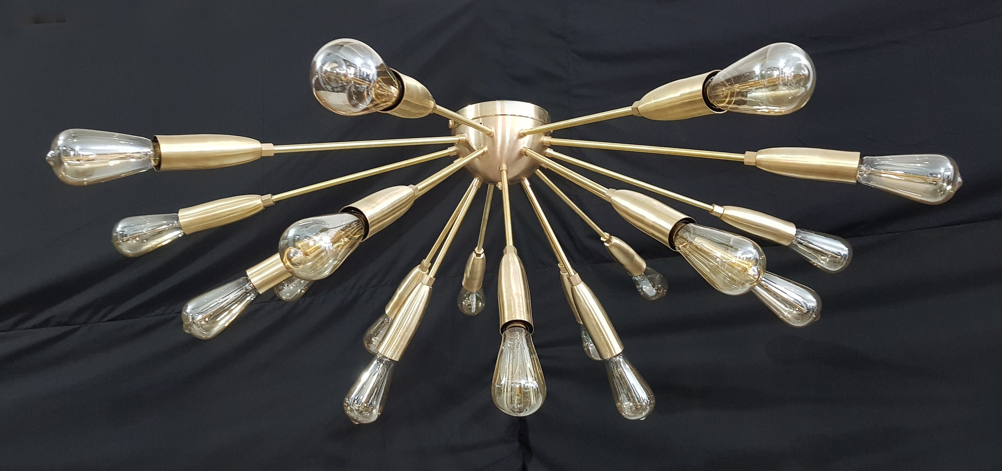 18 Arms Brass Flush Mount Chandelier 49" Wide - 32131