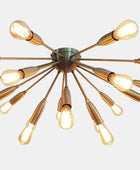 18 Arms Brass Flush Mount Chandelier 49