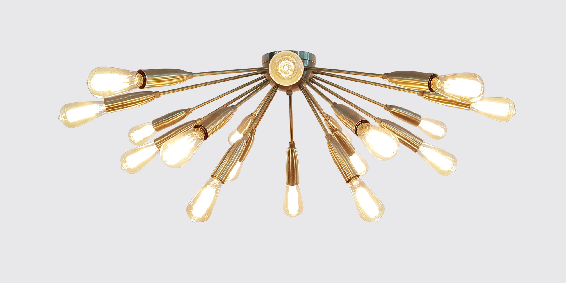 18 Arms Brass Flush Mount Chandelier 49" Wide - 32131