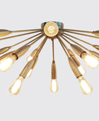 18 Arms Brass Flush Mount Chandelier 49