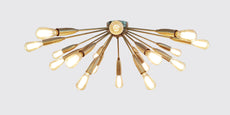 Brass Leaf Studio Sputnik Chandelier Brushed Brass Finish, Hanging Lamp Made of Full Brass, Mid Century Style Ceiling Lamp 18 Lights/arms
