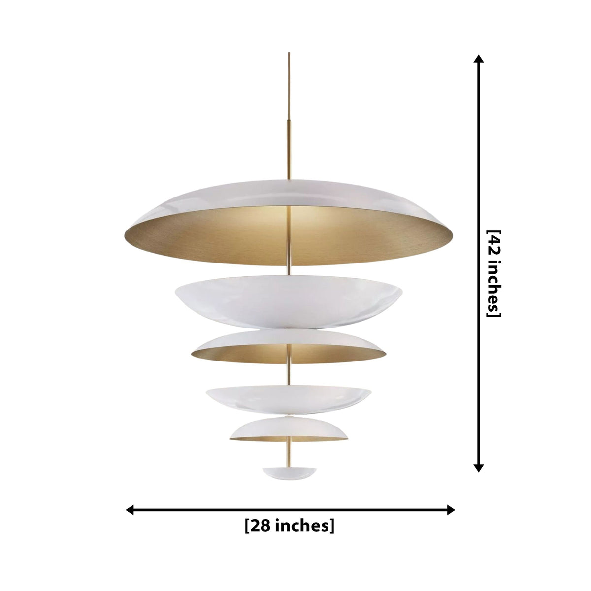 Size guide for Berlin Layered Disc Chandelier – 9 Light – 28 Inch – Model 62247