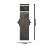 Boston 2-light architectural linear wall sconce dimension diagram showing 5-inch width and 14.5-inch height with dark metal finish and horizontal slatted detailing.