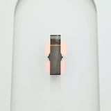 Front view of Boston 2-light dark metal wall sconce mounted inside a white arched niche, featuring horizontal slatted detailing and warm ambient lighting.