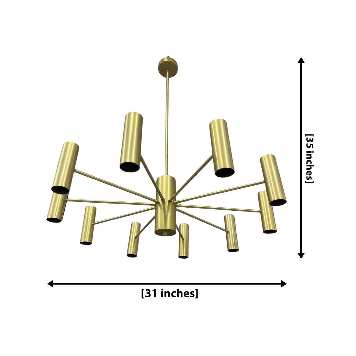 Size guide for Boston Cylinder Arm Sputnik Chandelier – 10 Light – 31 Inch – Model 62181
