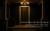 Brass chandelier lighting up a stylish entryway exterior, adding sophistication and charm during nighttime.