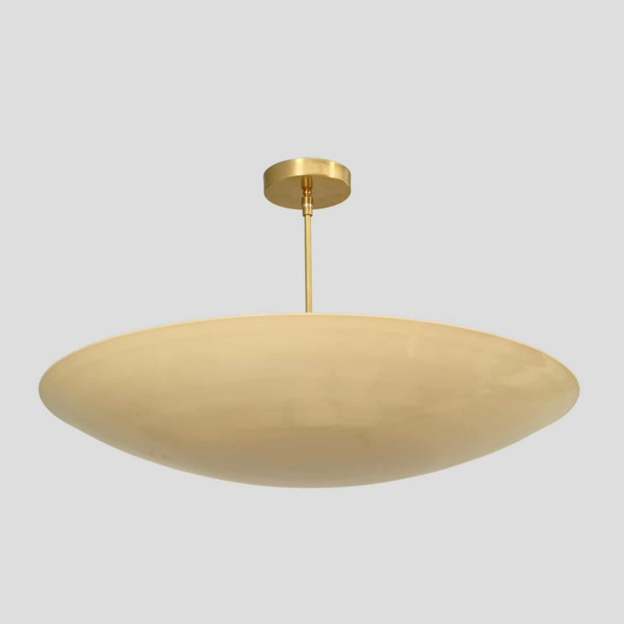 Modern brass dome flushmount chandelier with minimalist design, handcrafted in solid brass.