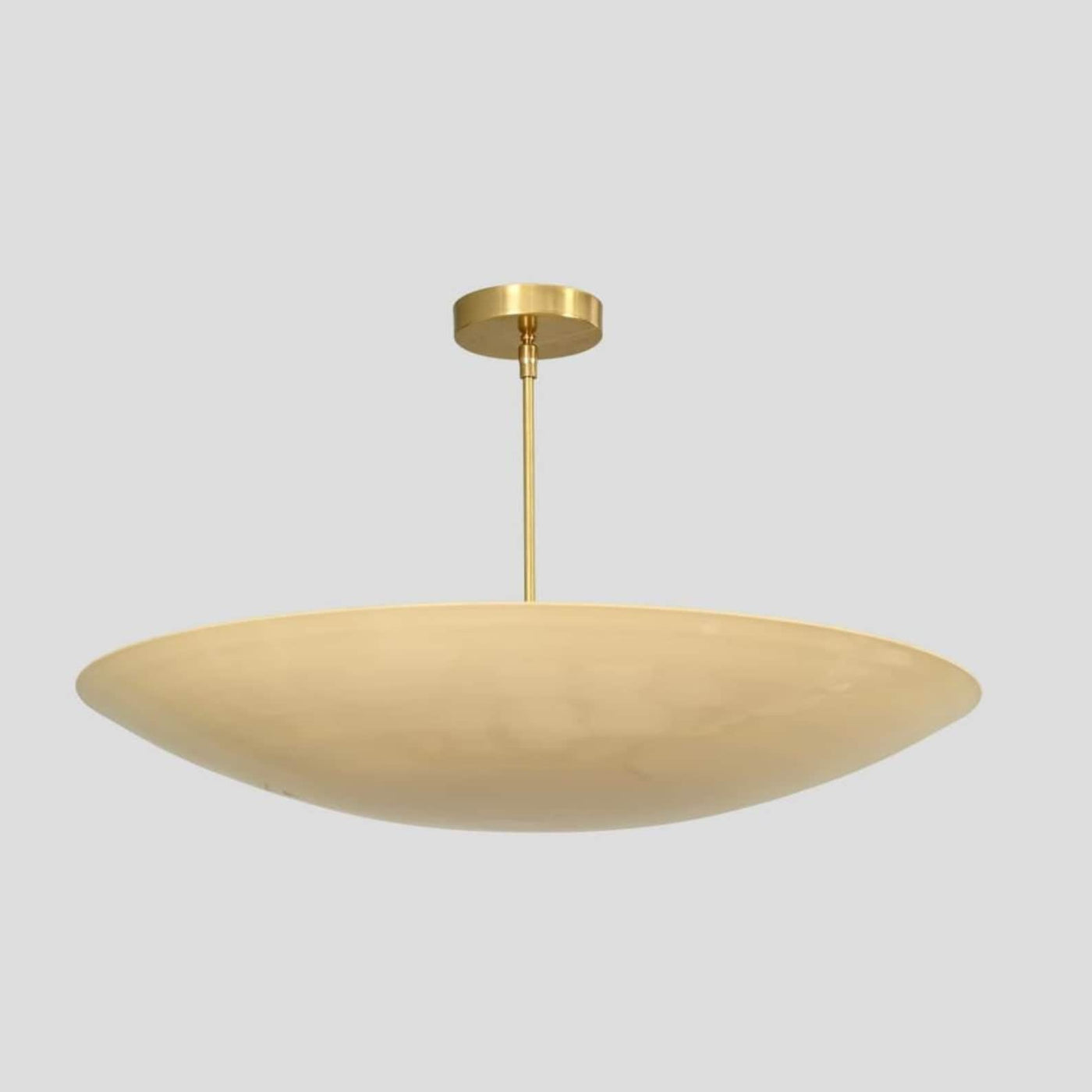 Modern brass dome flushmount chandelier with minimalist design, handcrafted in solid brass.