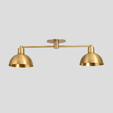 Brass double dome flush mount ceiling light with minimalist industrial design.