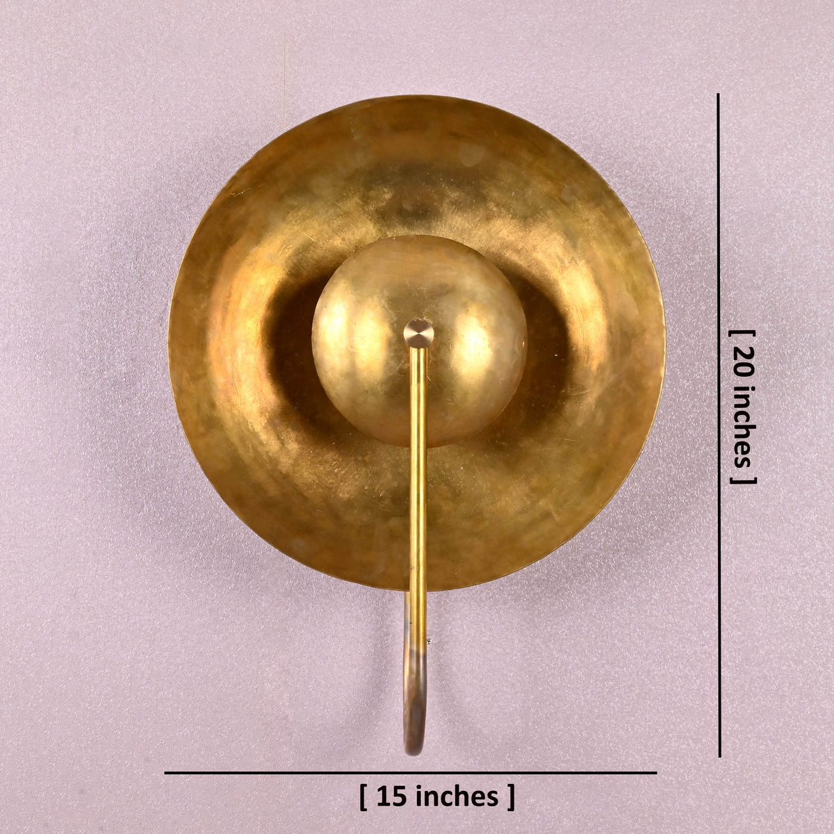 Large handmade brass wall sconce, 15-inch diameter x 20-inch height, premium industrial-grade brass lighting fixture