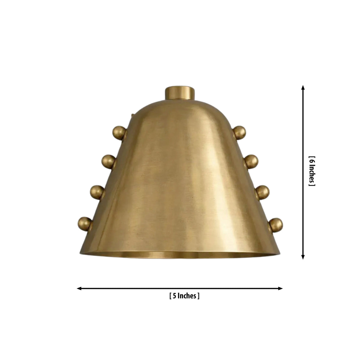 Dimension drawing of the Cambria Studded Dome Wall Sconce showing 5-inch width and 9-inch height.
