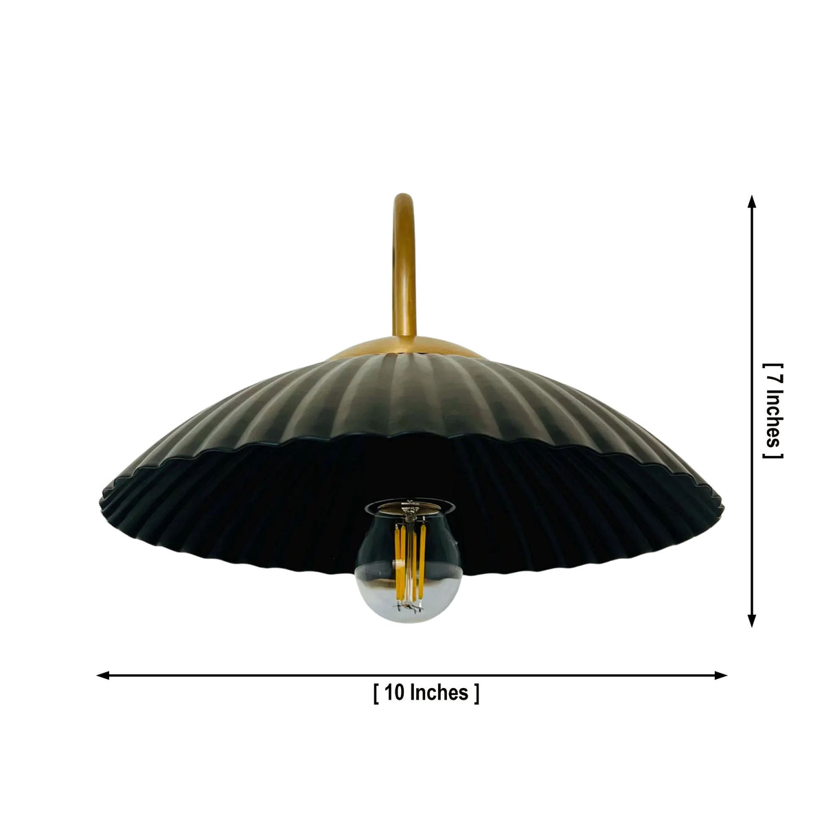 Cambria fluted dome wall sconce dimensions showing 10 inch shade width and 7 inch height – Model 32785