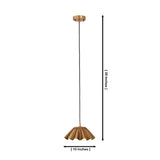 Dimension view of the Cambria Fluted Petal Pendant Light showing a 10-inch wide handcrafted fluted brass shade with an adjustable 39-inch hanging height.