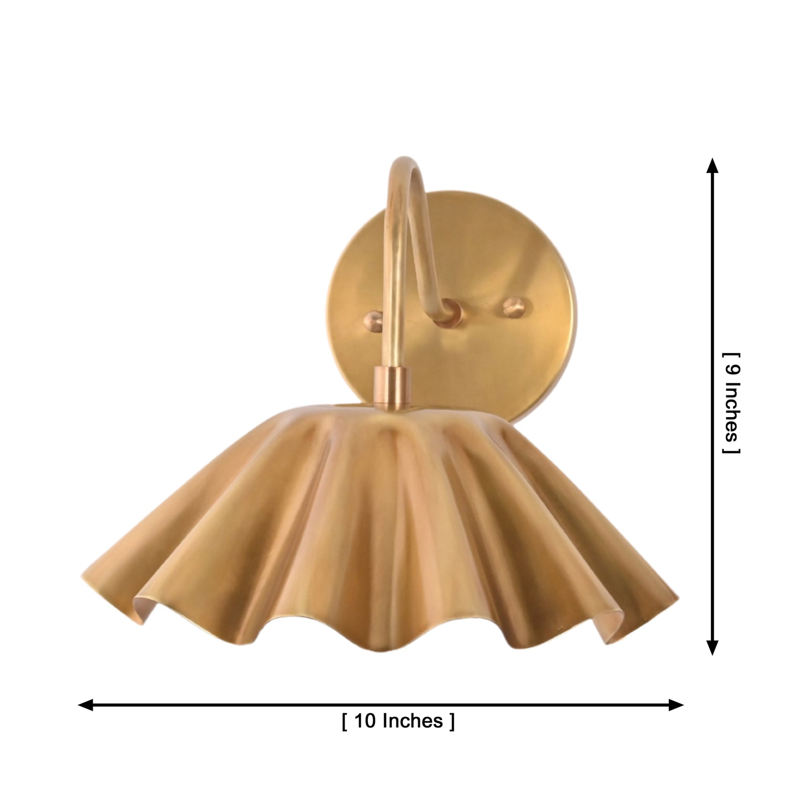 Size guide for Cambria Modern Brass Pleated Scalloped Wall Sconce – Set of 2 – 10 Inch – Model 32787