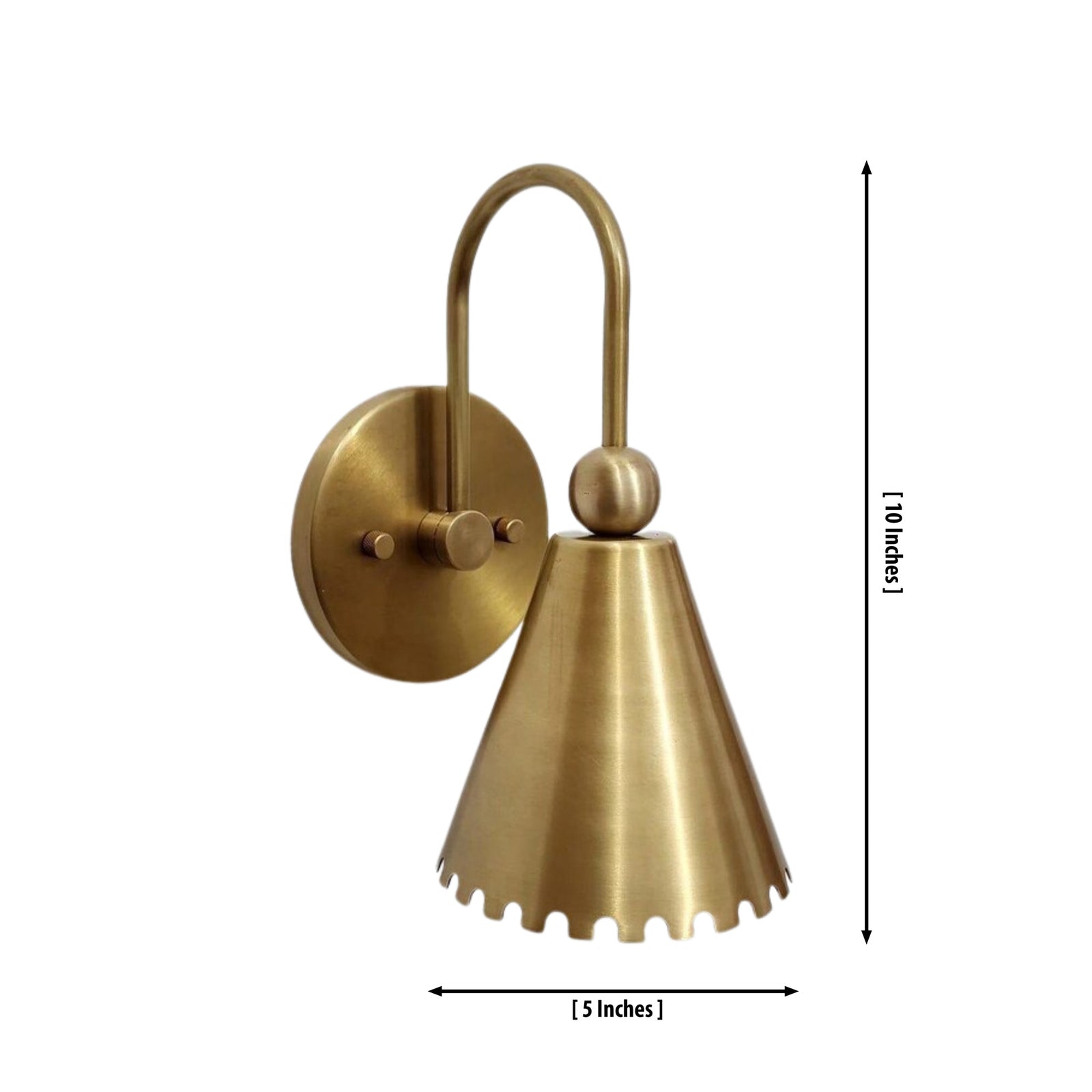 Size guide for Cambria Scalloped Cone Wall Sconce – 1 Light – 5 Inch – Model 32728