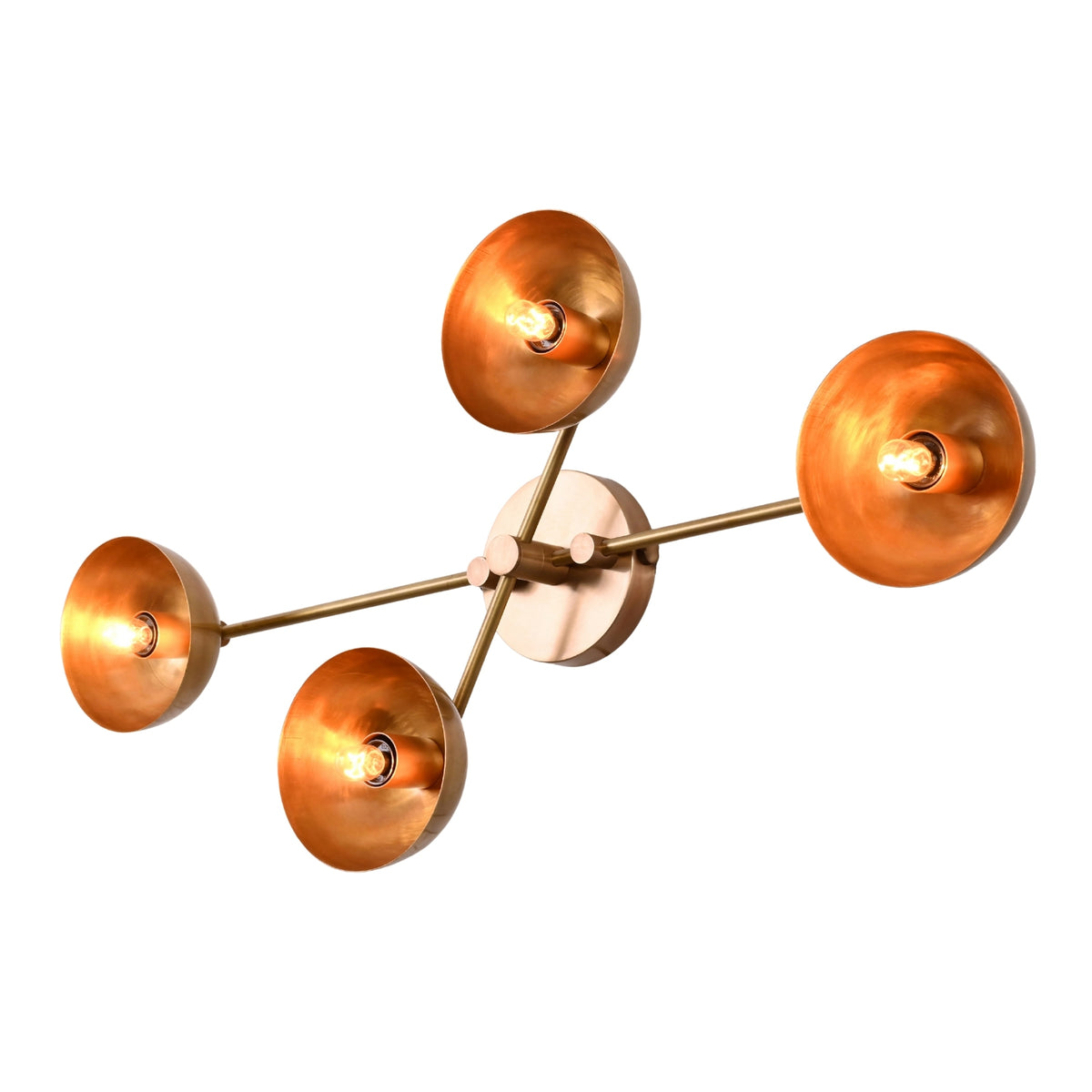 Product view of Capri Disc Linear Wall Light with four round shades and horizontal wall-mounted frame.