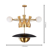 Capri Globe Disc Chandelier dimension image showing 30 inch width and 37 inch overall height.