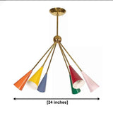 Capri 6 light multicolor cone chandelier dimension view showing a 24 inch width.