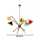 Catania 5 light multi-color cone chandelier dimension view showing an overall width of 38 inches.