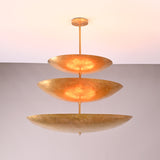 Angled view of Celeste Triple Saucer Pendant Light showing layered three tier shade structure.